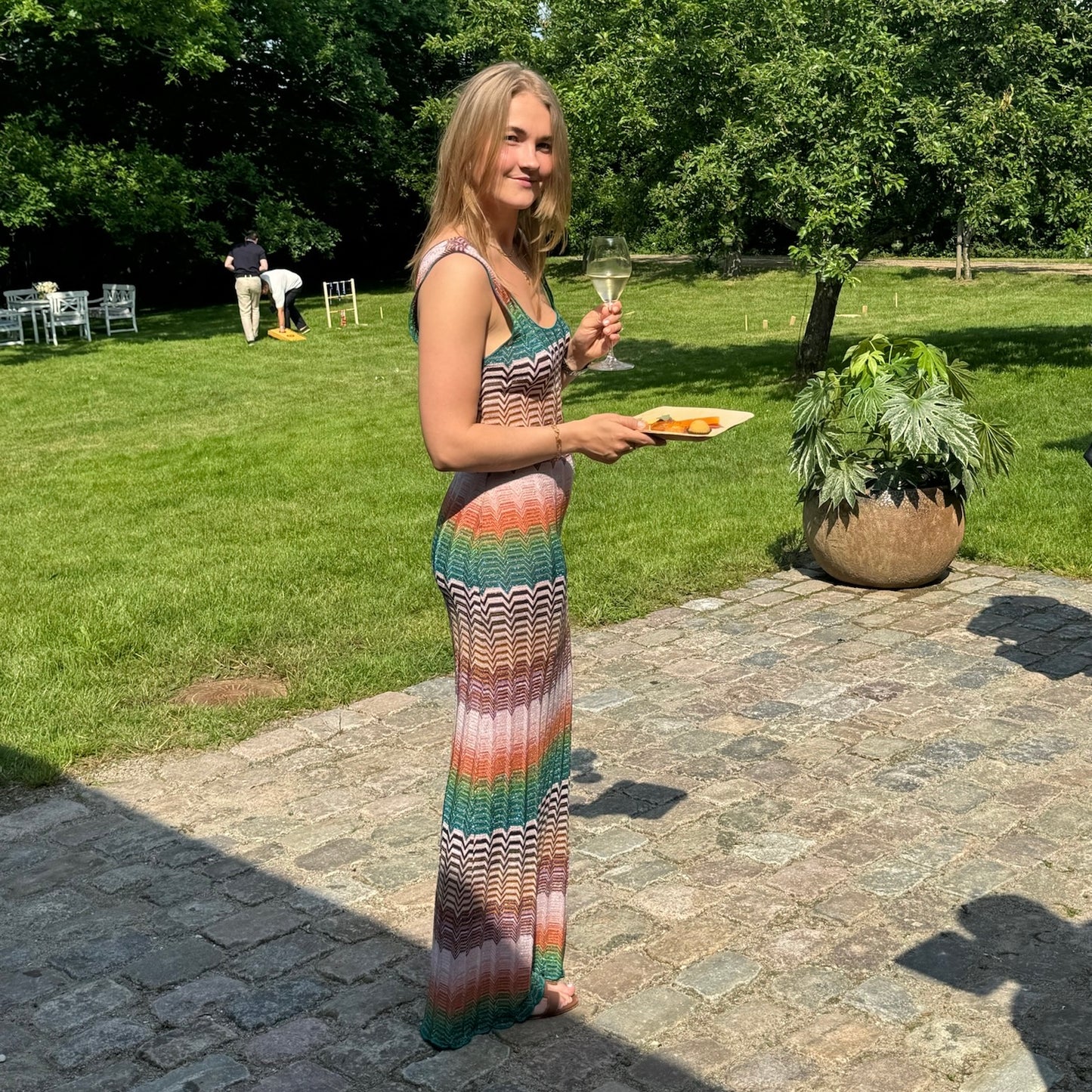 METALLIC SCOOP NECK KNIT MAXI DRESS