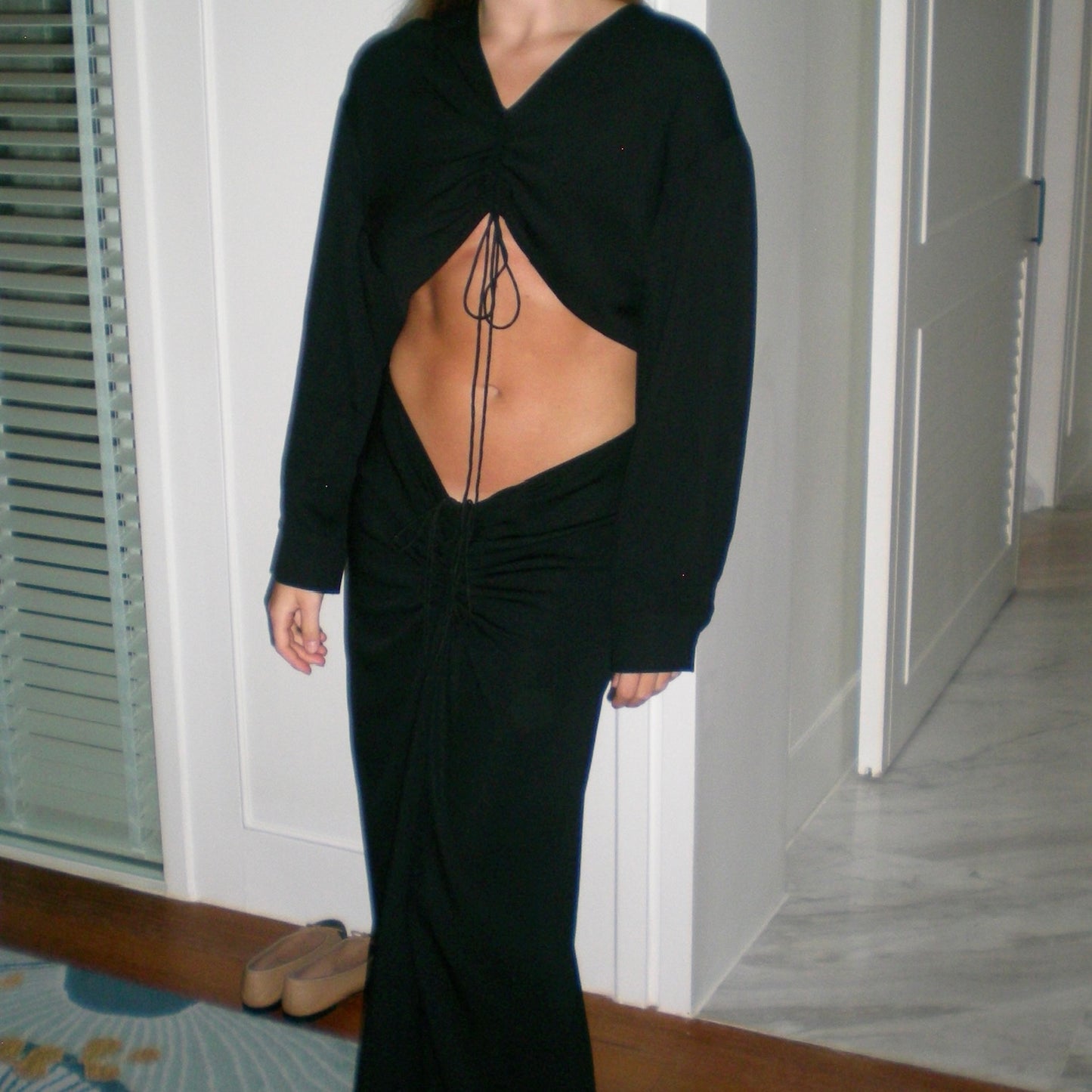 RUCHED DISCONNECT SHIRT DRESS