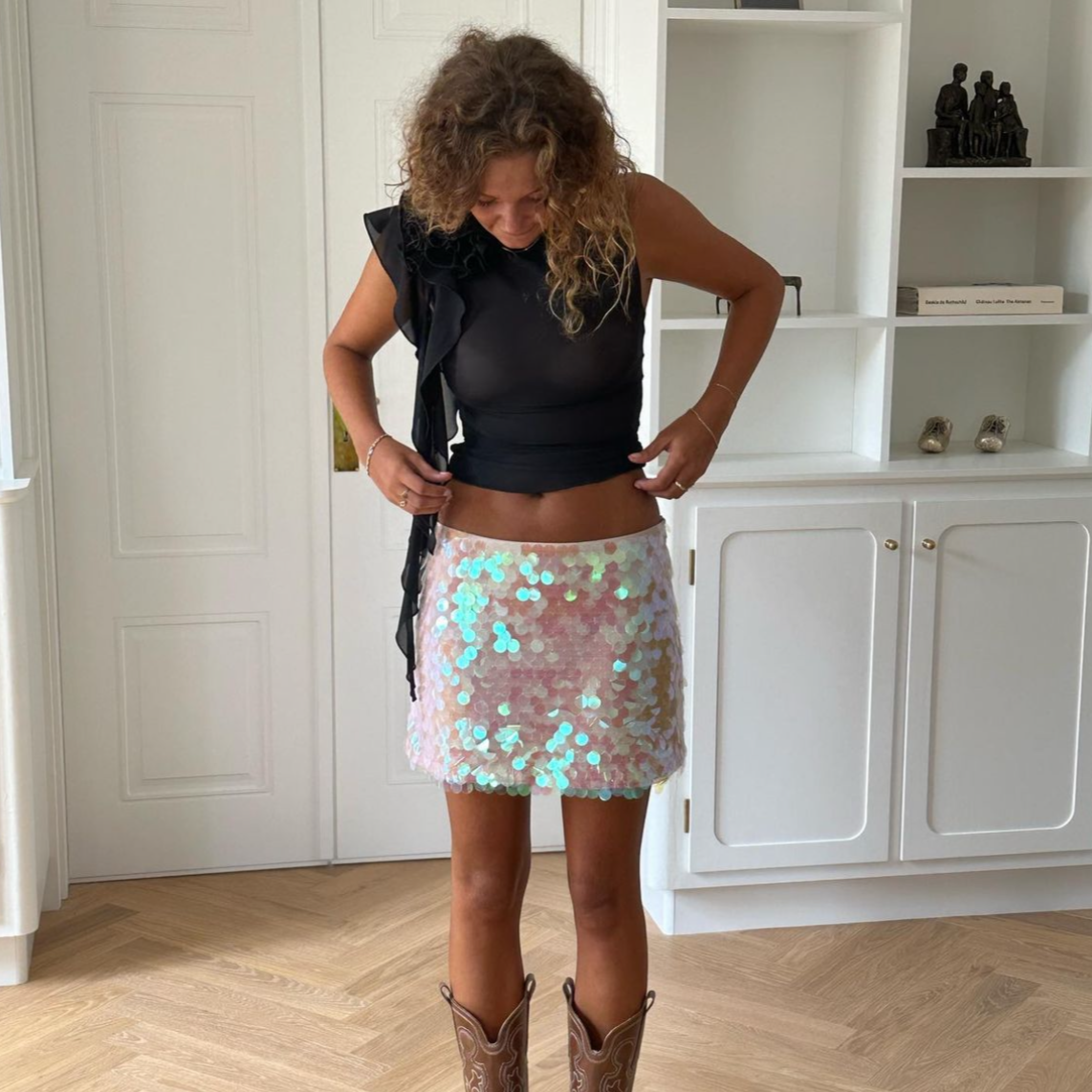 THE BLOODY GROOM TOP & SCALE SEQUIN MINI SKIRT