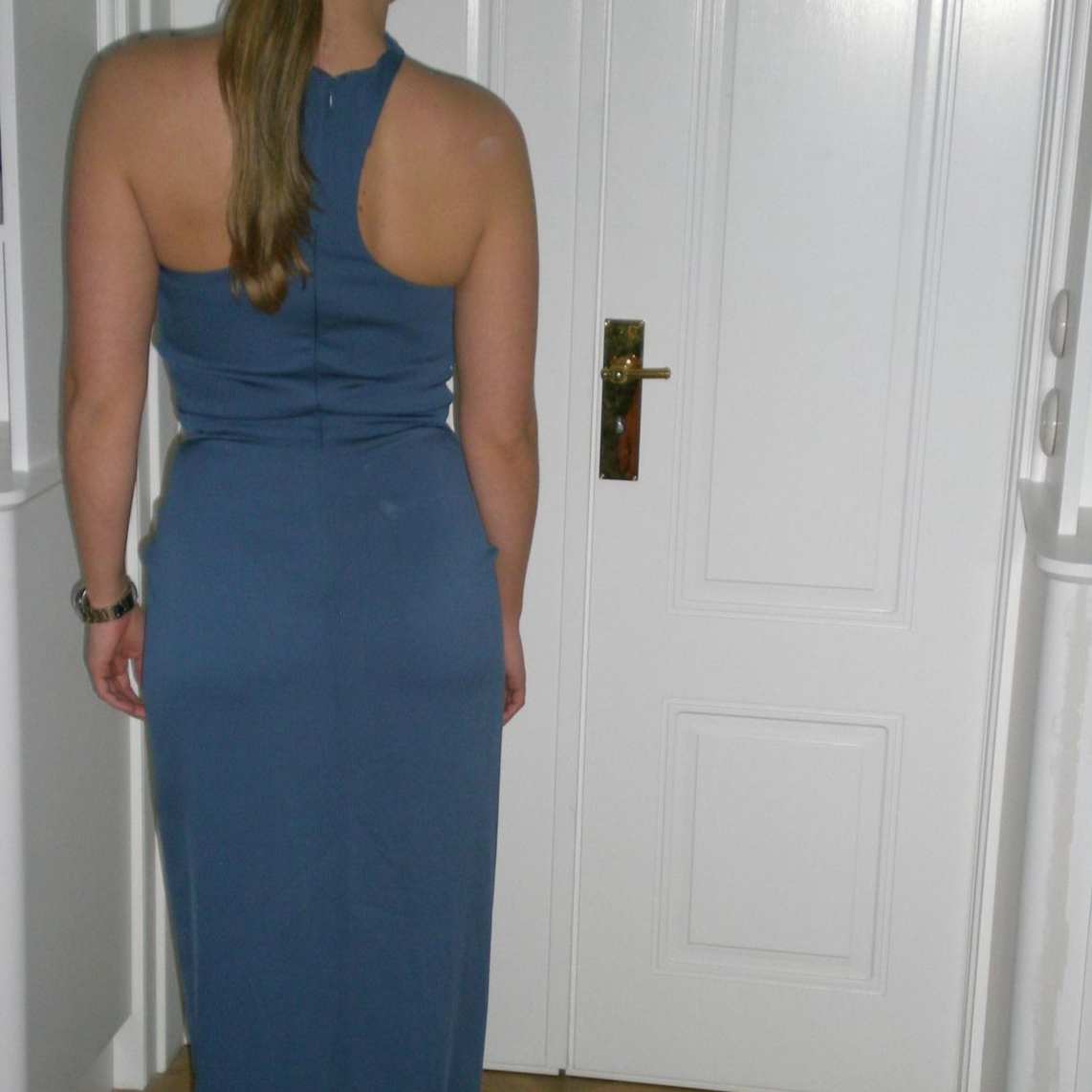 REVERSED HALTER DISCONNECT RUCHED DRESS