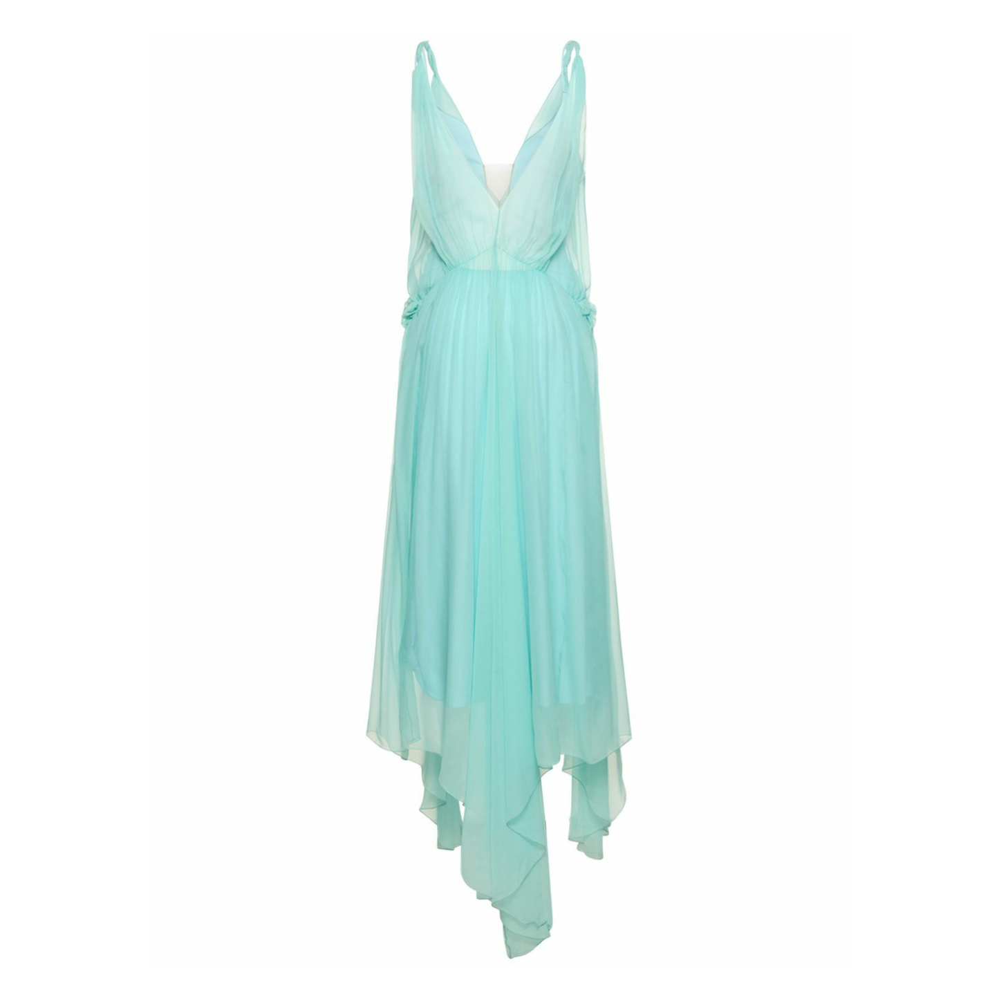 Draped Silk Chiffon Long Dress
