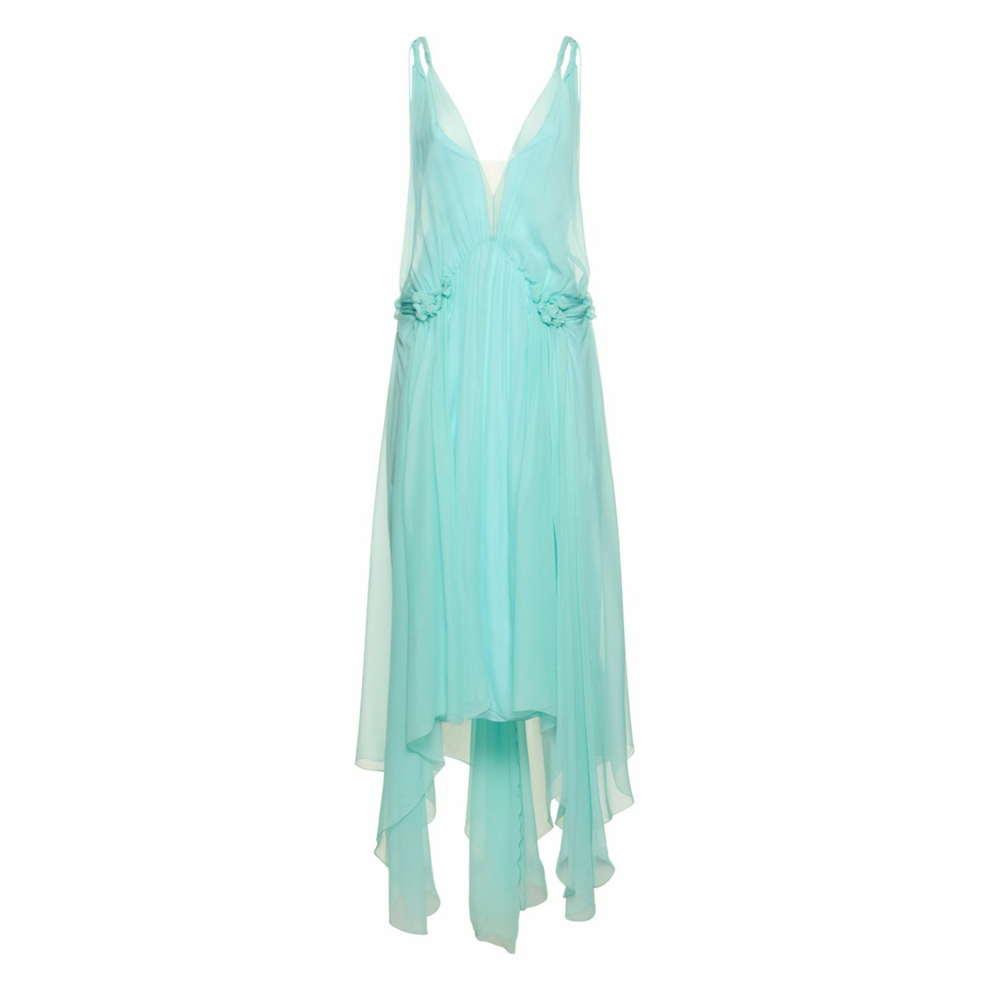 Draped Silk Chiffon Long Dress